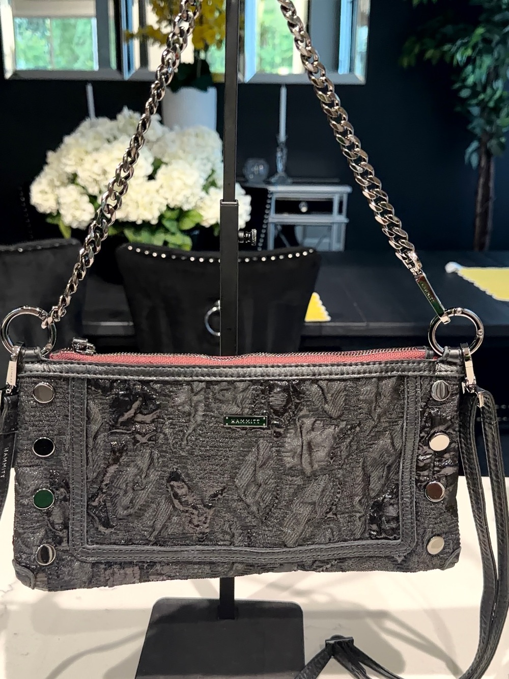 Hammitt Black Textured Clutch with Chain Strap - Picture 7 of 8